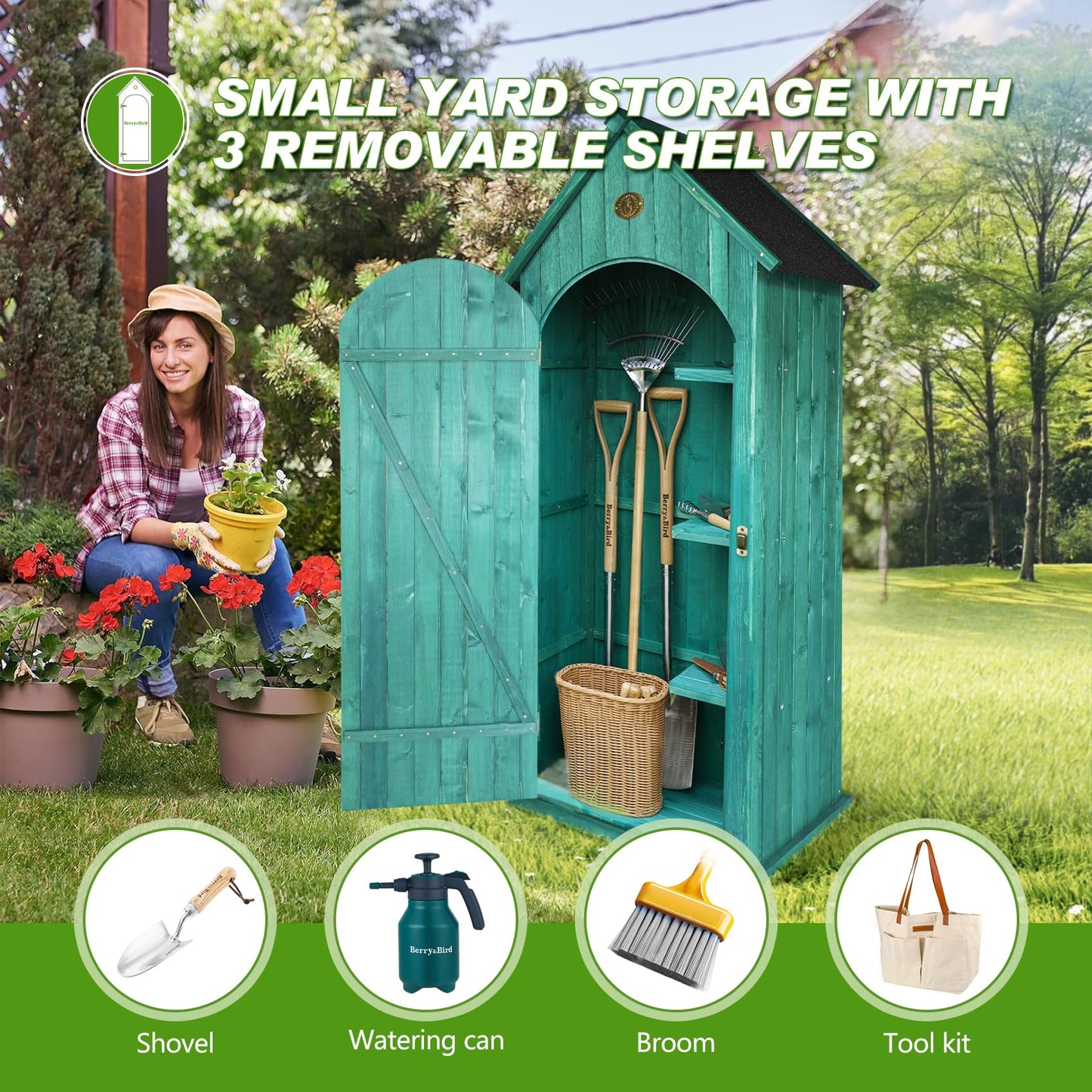 Garden Accessories Small Outdoor Storage Woodn Garden Tools Shed for Patio Backyard Lawn