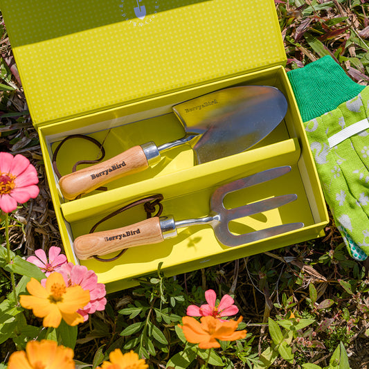 Garden Tool Set 3 PCS Stainless Steel Gardening Tool Kit for Kids (Hand Trowel, Hand Fork, Gloves)