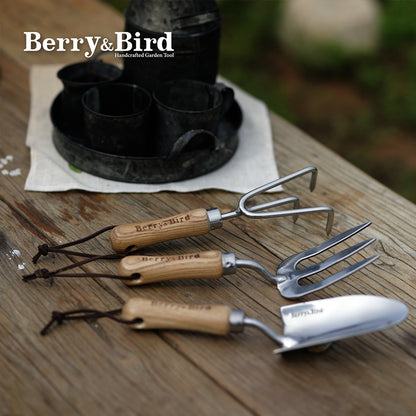 Garden Tool Set 3 PCS Stainless Steel Gardening Tool Kit for Lady (Hand Trowel, Hand Fork, Hand 3 Prong Cultivator)