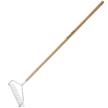 Garden Tools 14 Tines Bow Rake 63 Inch with Wooden Long Handle Soil Rake Stainless Steel Hard Rake