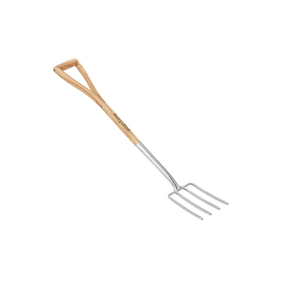 Garden Tools 4-Tine Kid Digging Fork 29 Inch with D-Handle Stainless Steel Spading Fork