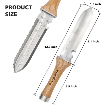 Garden Tools Hori Hori Garden Knife 7 inch Stainless Steel Serrated Blade with Leather Sheath and Sharpening Stone