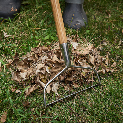 Garden Tools 8-Tine Kid Range Soil Rake 33 Inch with Wooden Handle Soil Rake Stainless Steel Hard Rake