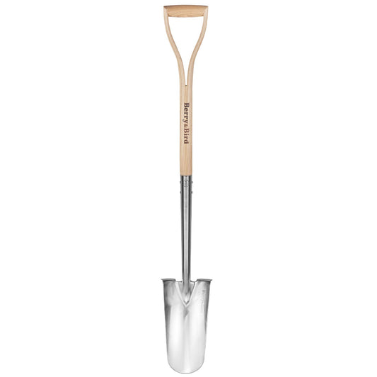 Garden Tools Planting Spade Stainless Steel Drain Spade Shovel 42.5 Inch with Wooden D-Grip Handle