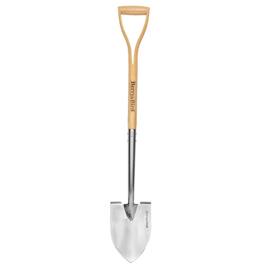 Garden Tools Spade Shovel Round Point Shovel 40.98 inch with Wooden D-Handle Stainless Steel Snow Shovels