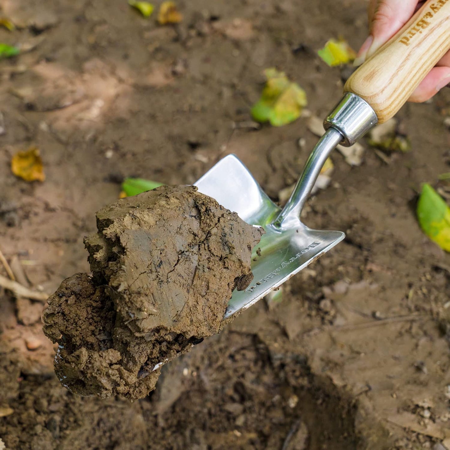 Garden Tools Lighter Potting Soils Scoop with Wood Handle Stainless Steel Trowel