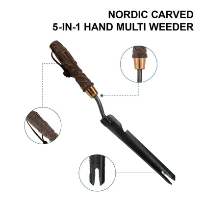 Nordic Carved 5-in-1 Hand Multi Weeder