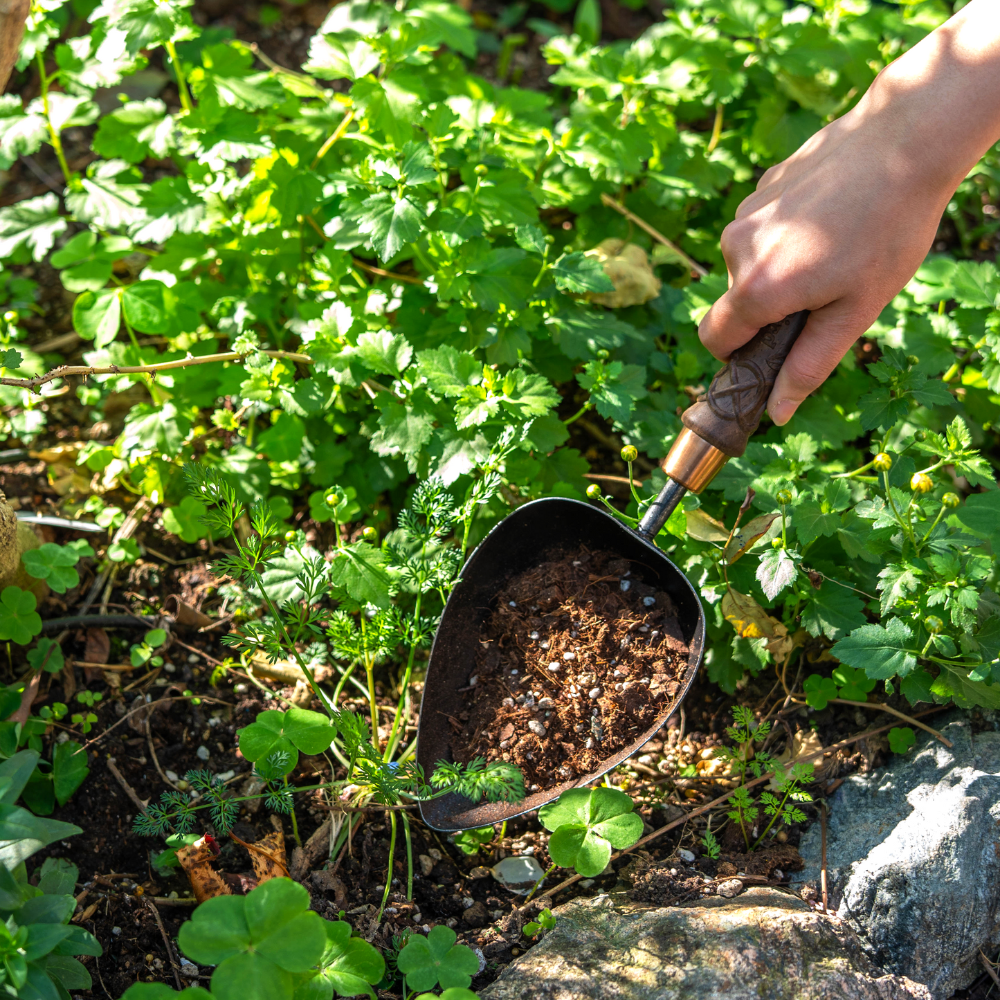 Nordic Carved Hand potting scoop