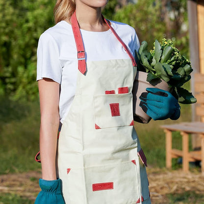 Gardening Waterproof Canvas Aprons with Pockets for Women and Men