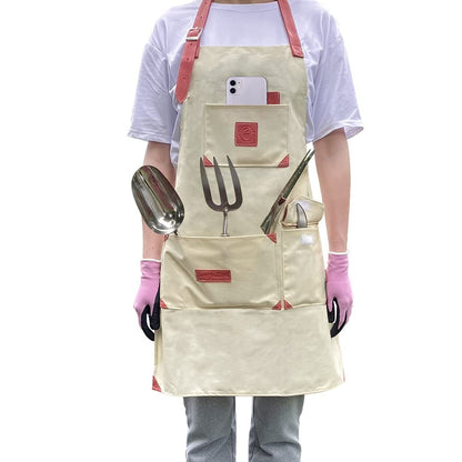 Gardening Waterproof Canvas Aprons with Pockets for Women and Men