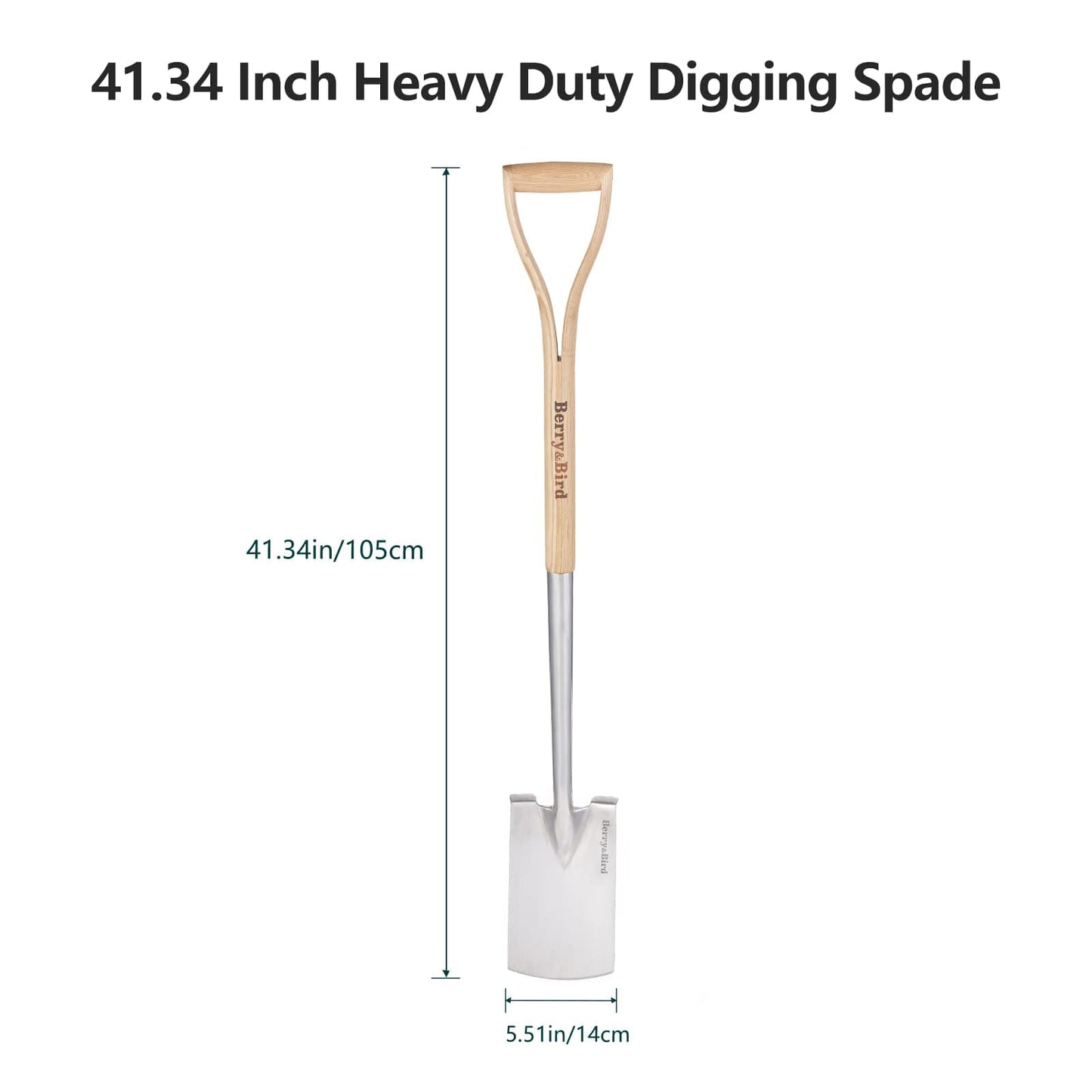 Garden Tools Digging Spade Gardening Square Border Spade 41.3 inch with D-Grip Handle