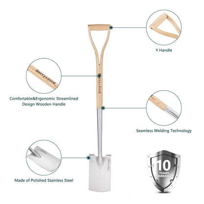 Garden Tools Digging Spade Gardening Square Border Spade 41.3 inch with D-Grip Handle