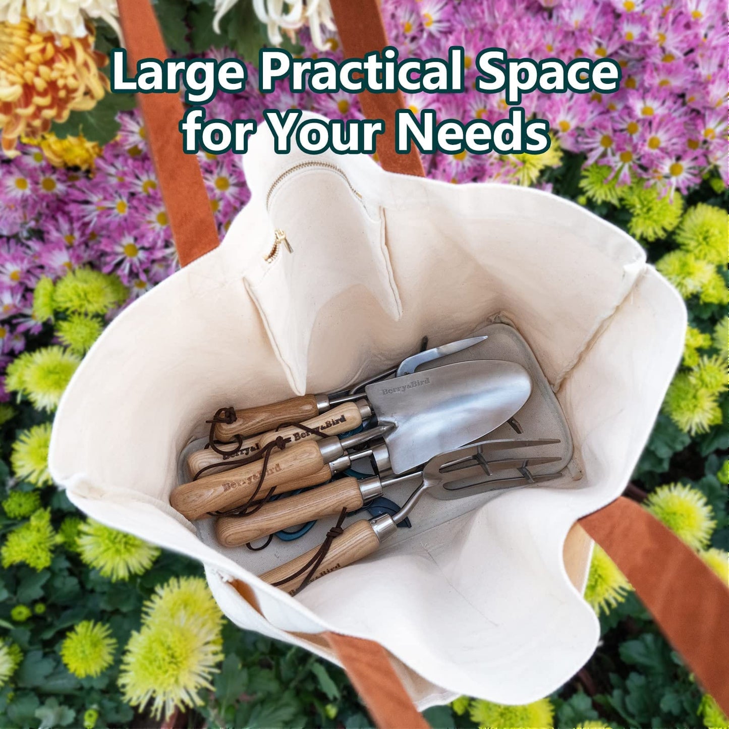 Garden Tool Bag With Pockets for Indoor and Outdoor Gardening, 21.65" x 7.09" x 13.78"