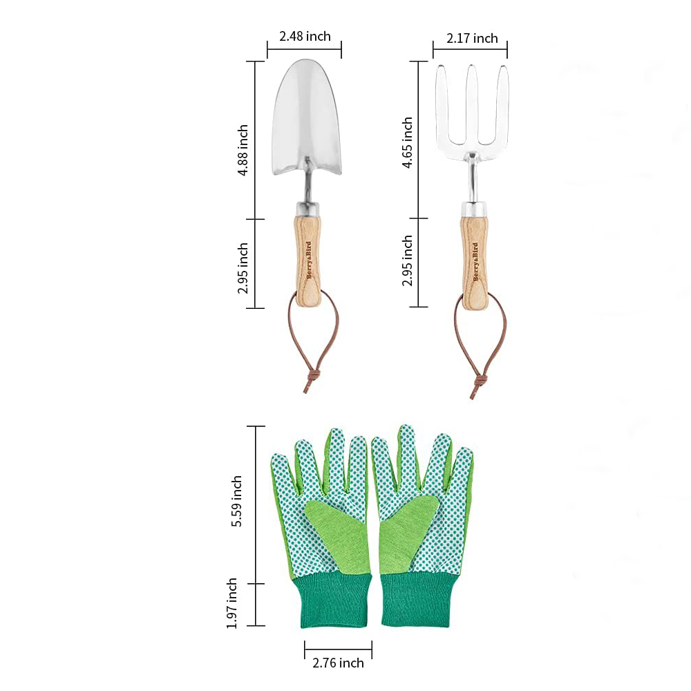 Garden Tool Set 3 PCS Gardening Tool Kit For Children (Hand Trowel, Hand Fork, Glove)