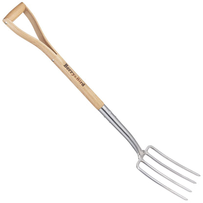 Garden Tools 4-Tine Digging Fork 43.9 Inch with D-Grip Handle Stainless Steel Heavy Duty Spading Fork