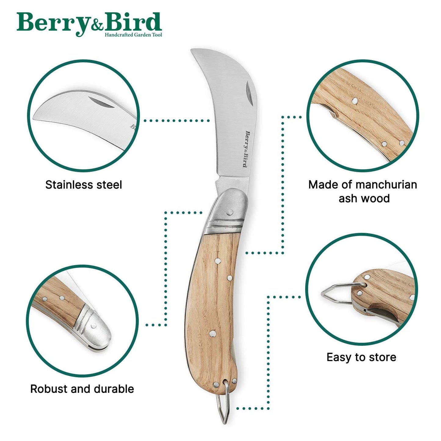 Garden Tools Gardening Folding Pocket Knife with 2.8 inch Stainless Steel Blade