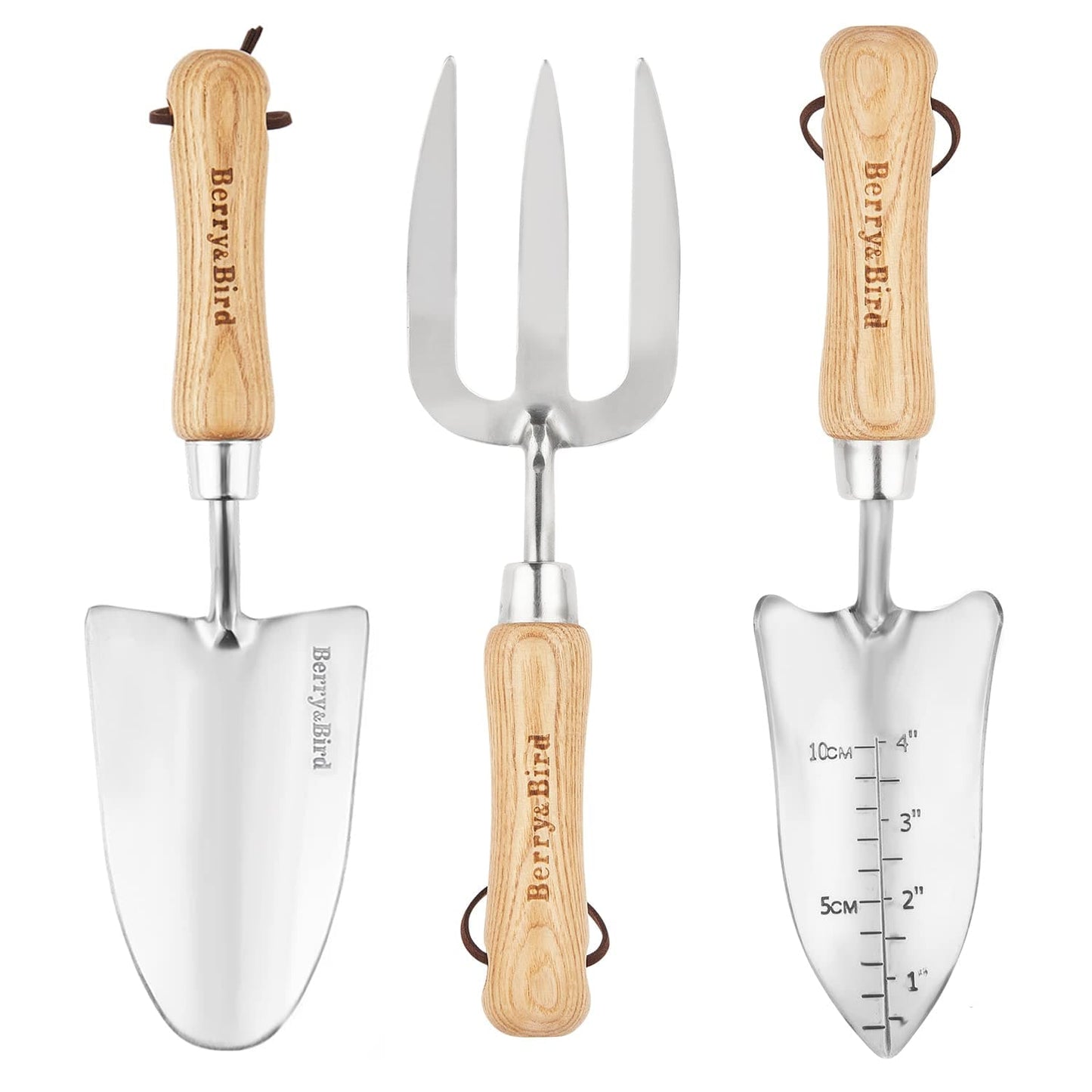 Garden Tool Set 3 PCS Stainless Steel Gardening Tool Kit (Hand Trowel, Hand Fork, Hand Measuring Shovel)