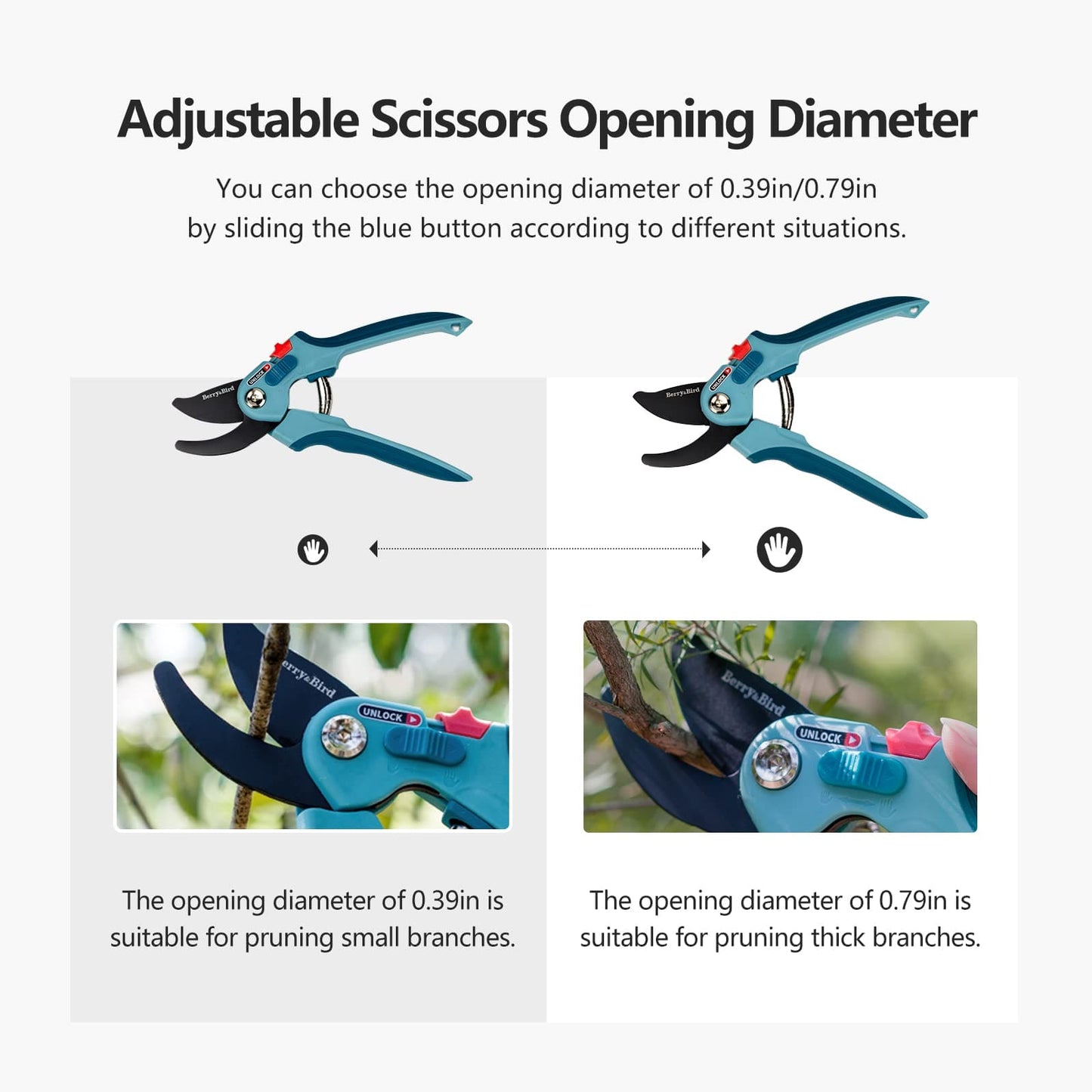 Garden Tools Garden Pruning Shears 8.7 Inch Hand Pruner with Safety Lock SK5 High Carbon Steel Blades