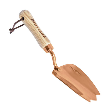 Garden Tool Hand Trowel 10 Inch with Wooden Handle Heavy Duty Stainless Steel Small Flower Shovel (Rose Gold)