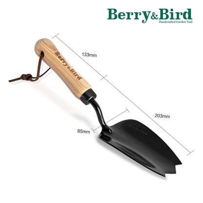 Garden Tool Hand Trowel 10 Inch with Wooden Handle Heavy Duty Stainless Steel Small Flower Shovel (Black)