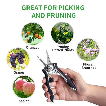 Garden Tools Pruning Shears Scissors 6 Inch Gardening Hand Pruners with Straight Blades