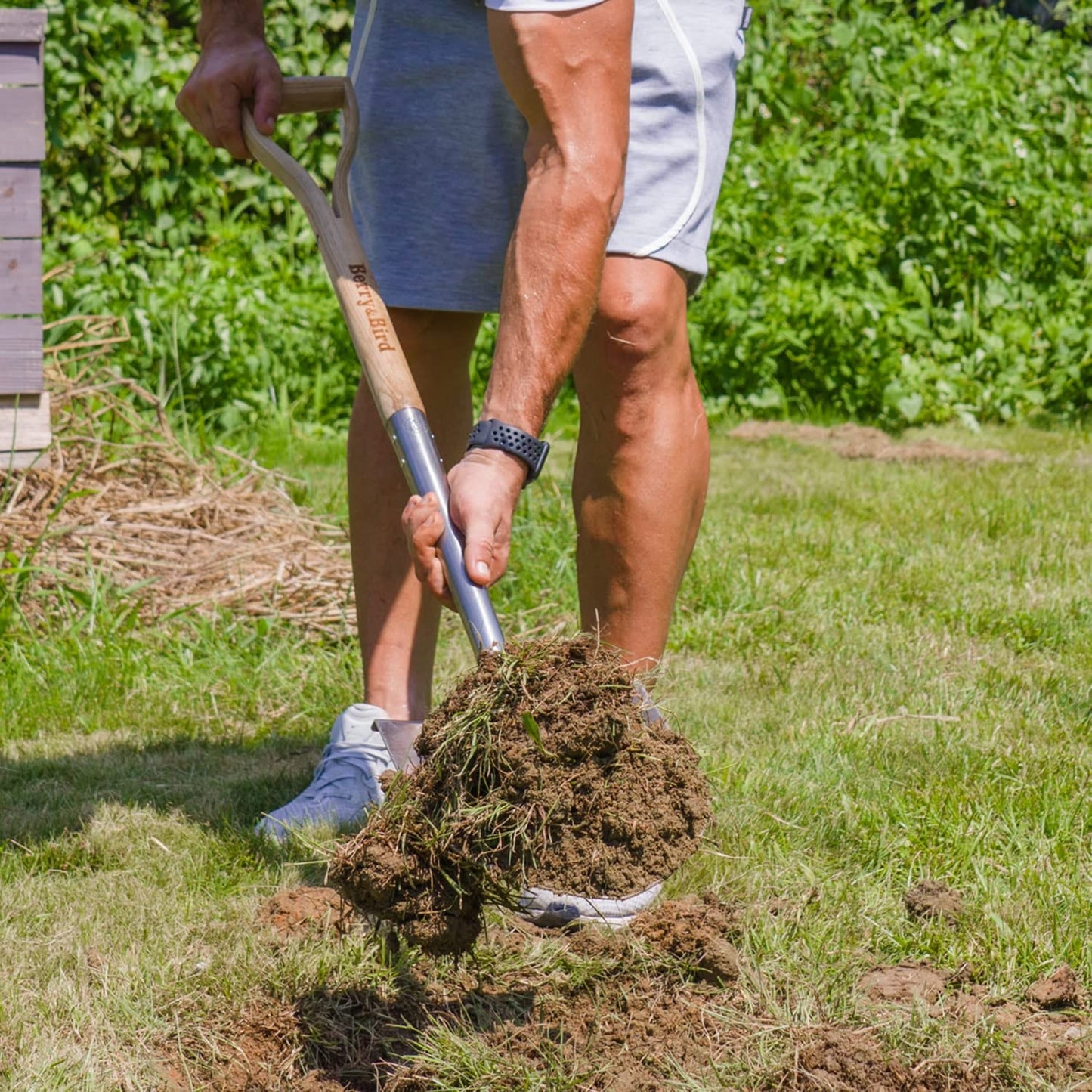 Garden Tools Spade Shovel Round Point Shovel 43 Inch with Wooden D-Handle Stainless Steel Snow Shovels