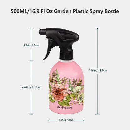 Garden Tools Spray Bottle Adjustable Plastic Spray Bottle 500 ml/16.9 Fl Oz (Pink)